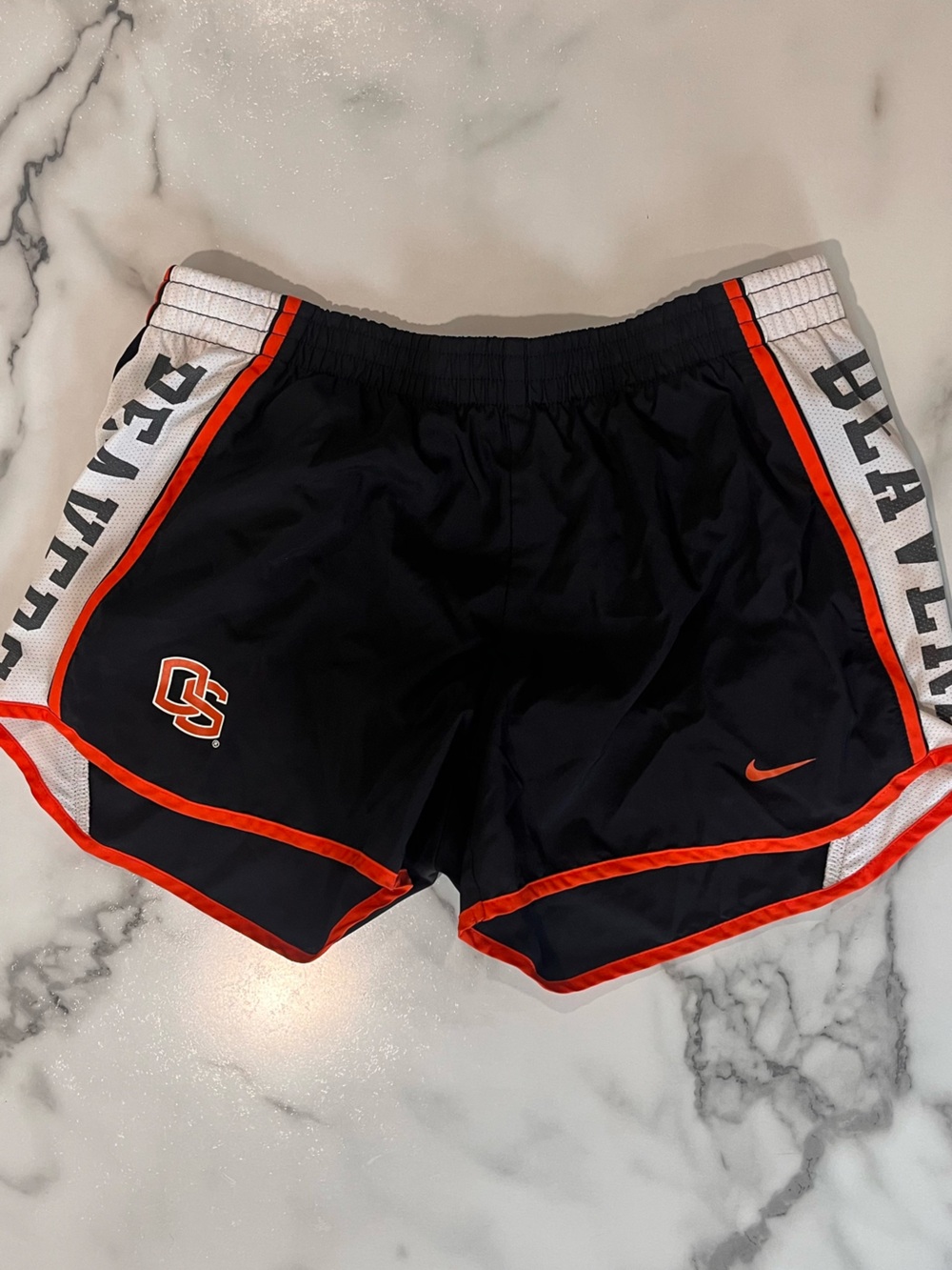 Nike Men’s Black Athletic Shorts with Orange Trim